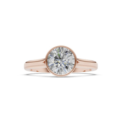 10k Yellow Gold Lab Grown Diamond Round Bezel Set Solitaire Ring