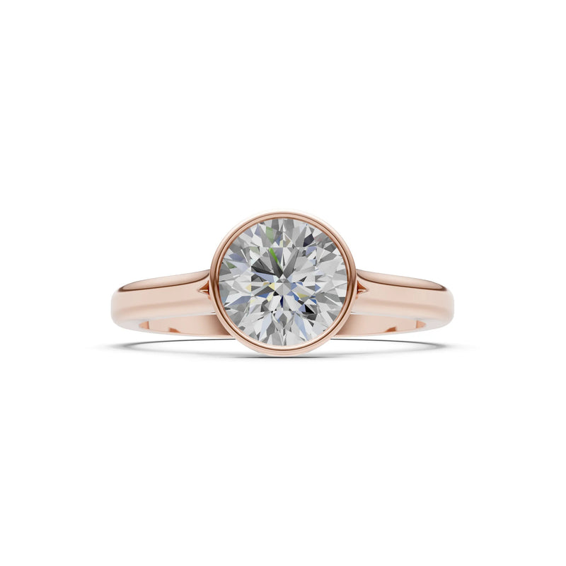 10k Yellow Gold Lab Grown Diamond Round Bezel Set Solitaire Ring