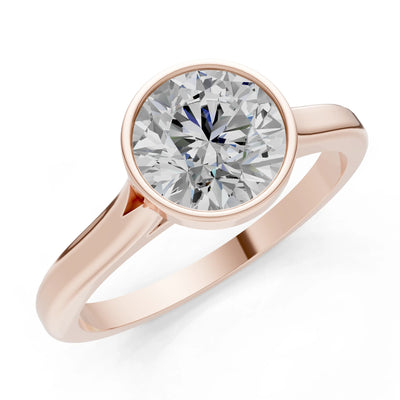 10k Yellow Gold Lab Grown Diamond Round Bezel Set Solitaire Ring