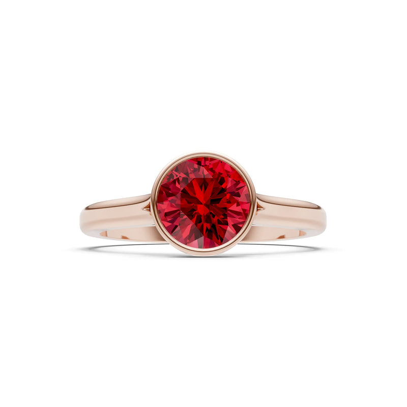 10k Yellow Gold Lab Grown Diamond Round Bezel Set Solitaire Ring