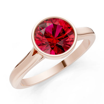 10k Yellow Gold Lab Grown Diamond Round Bezel Set Solitaire Ring