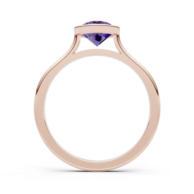 10k Yellow Gold Lab Grown Diamond Round Bezel Set Solitaire Ring