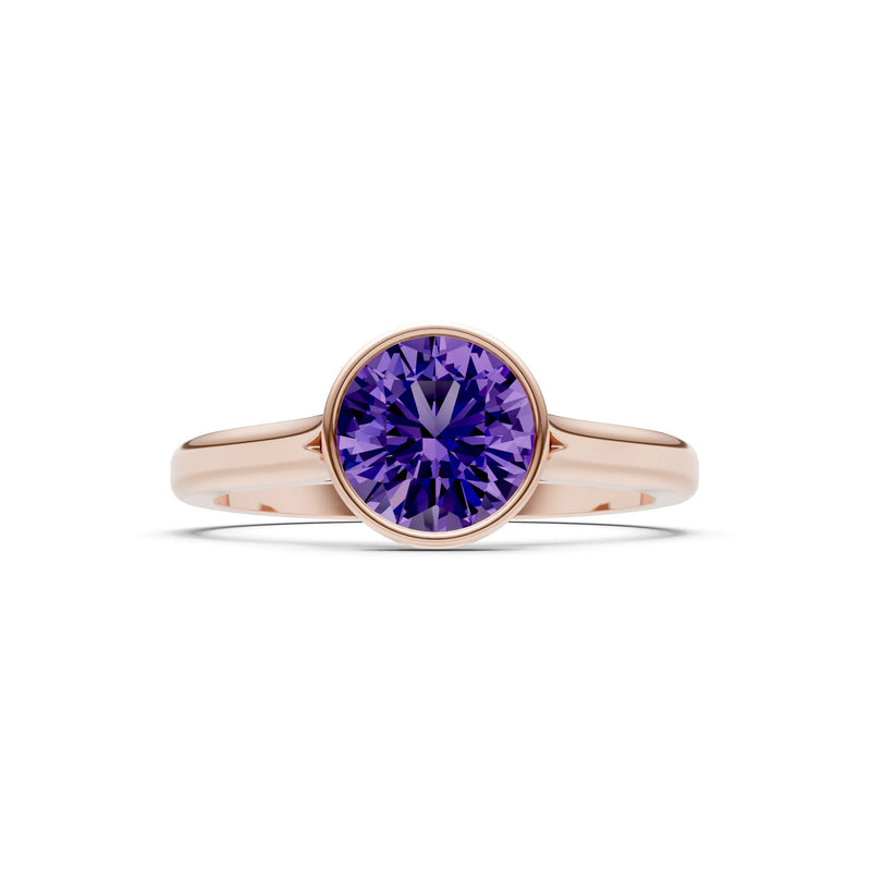 10k Yellow Gold Lab Grown Diamond Round Bezel Set Solitaire Ring