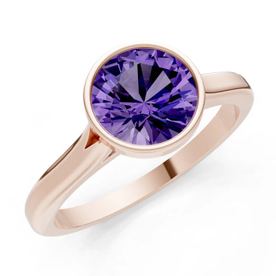 10k Yellow Gold Lab Grown Diamond Round Bezel Set Solitaire Ring