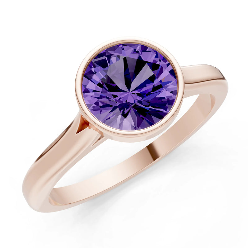 10k Yellow Gold Lab Grown Diamond Round Bezel Set Solitaire Ring