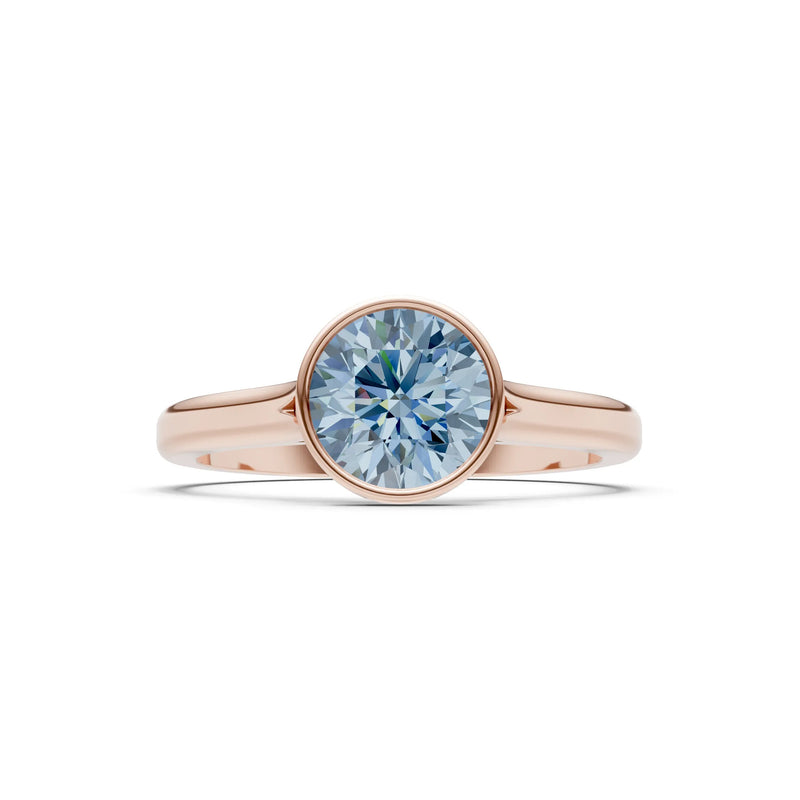 10k Yellow Gold Lab Grown Diamond Round Bezel Set Solitaire Ring