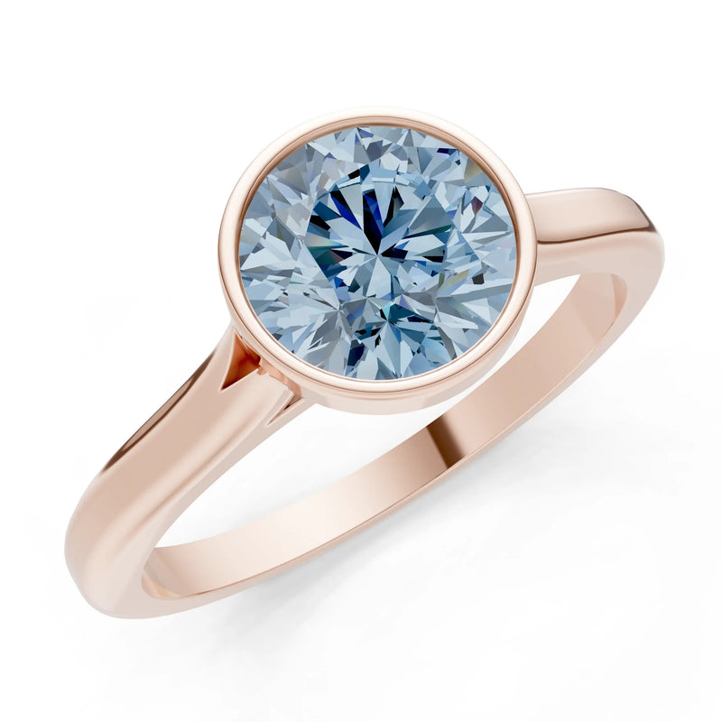 10k Yellow Gold Lab Grown Diamond Round Bezel Set Solitaire Ring