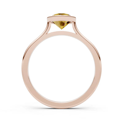 10k Yellow Gold Lab Grown Diamond Round Bezel Set Solitaire Ring