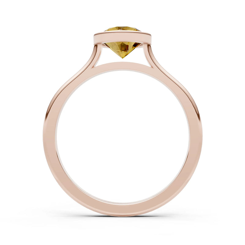10k Yellow Gold Lab Grown Diamond Round Bezel Set Solitaire Ring