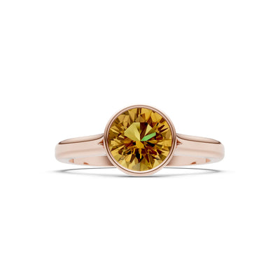 10k Yellow Gold Lab Grown Diamond Round Bezel Set Solitaire Ring