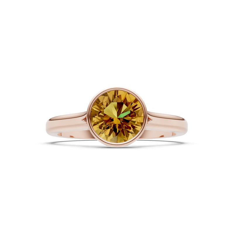 10k Yellow Gold Lab Grown Diamond Round Bezel Set Solitaire Ring
