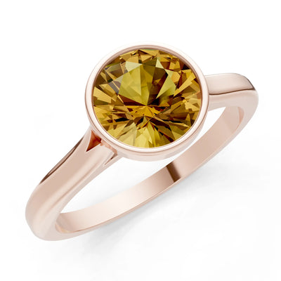 10k Yellow Gold Lab Grown Diamond Round Bezel Set Solitaire Ring