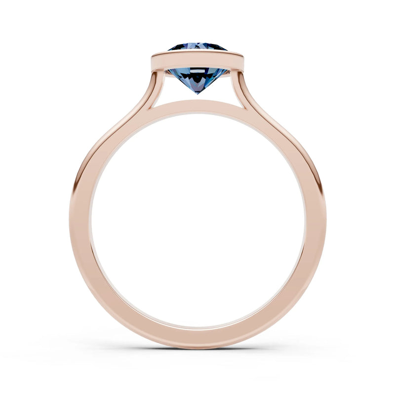 10k Yellow Gold Lab Grown Diamond Round Bezel Set Solitaire Ring