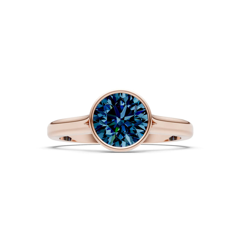 10k Yellow Gold Lab Grown Diamond Round Bezel Set Solitaire Ring