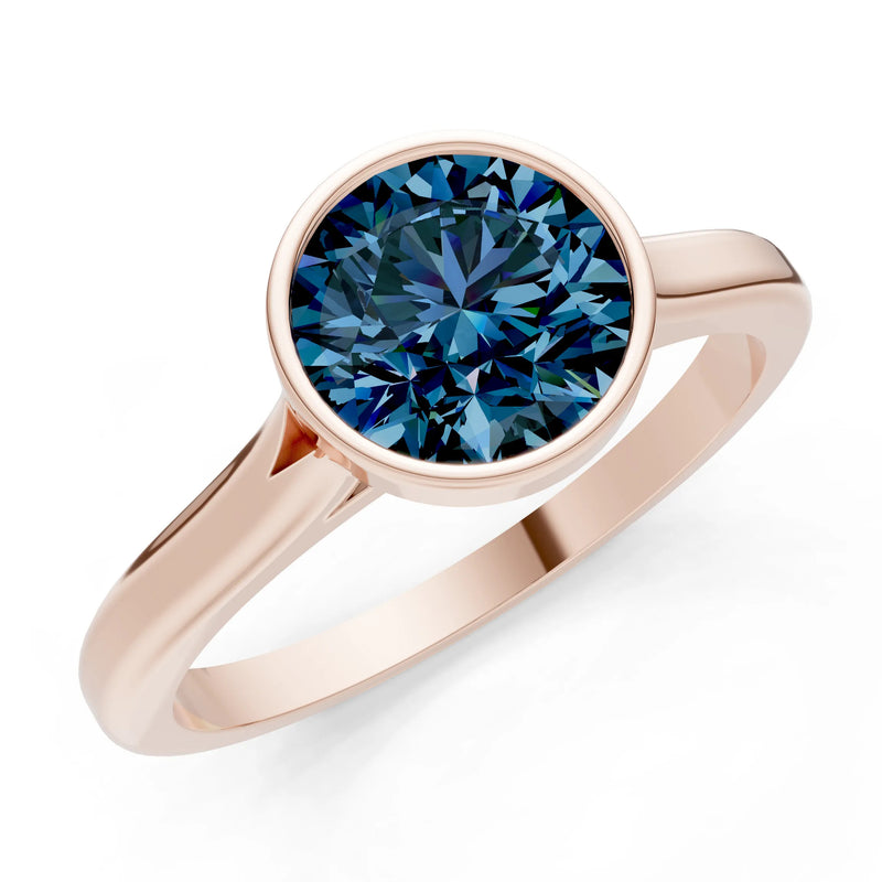 10k Yellow Gold Lab Grown Diamond Round Bezel Set Solitaire Ring