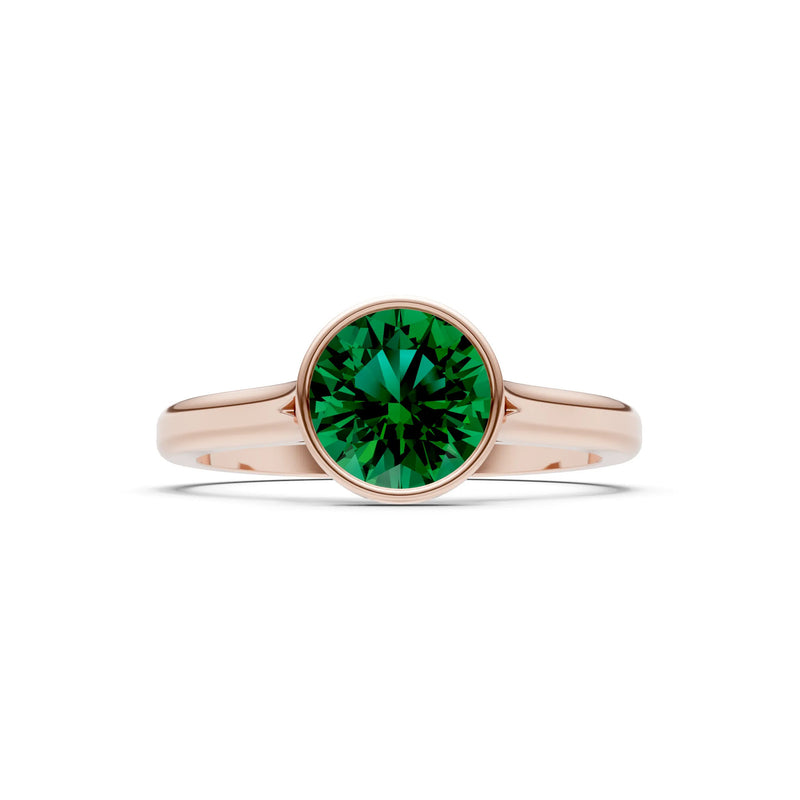 10k Yellow Gold Lab Grown Diamond Round Bezel Set Solitaire Ring