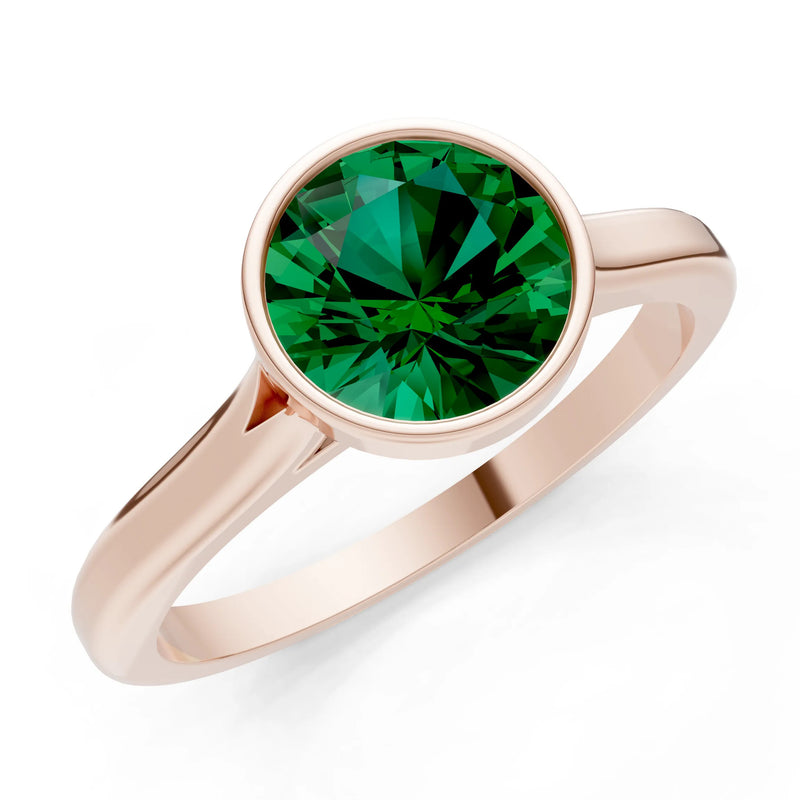 10k Yellow Gold Lab Grown Diamond Round Bezel Set Solitaire Ring