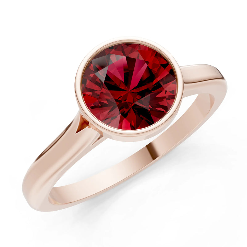 10k Yellow Gold Lab Grown Diamond Round Bezel Set Solitaire Ring