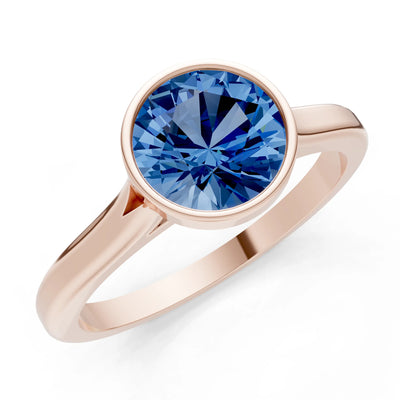10k Yellow Gold Lab Grown Diamond Round Bezel Set Solitaire Ring