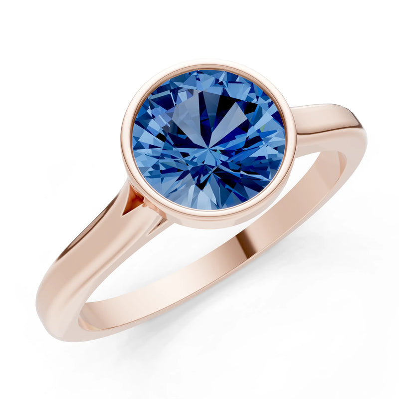10k Yellow Gold Lab Grown Diamond Round Bezel Set Solitaire Ring