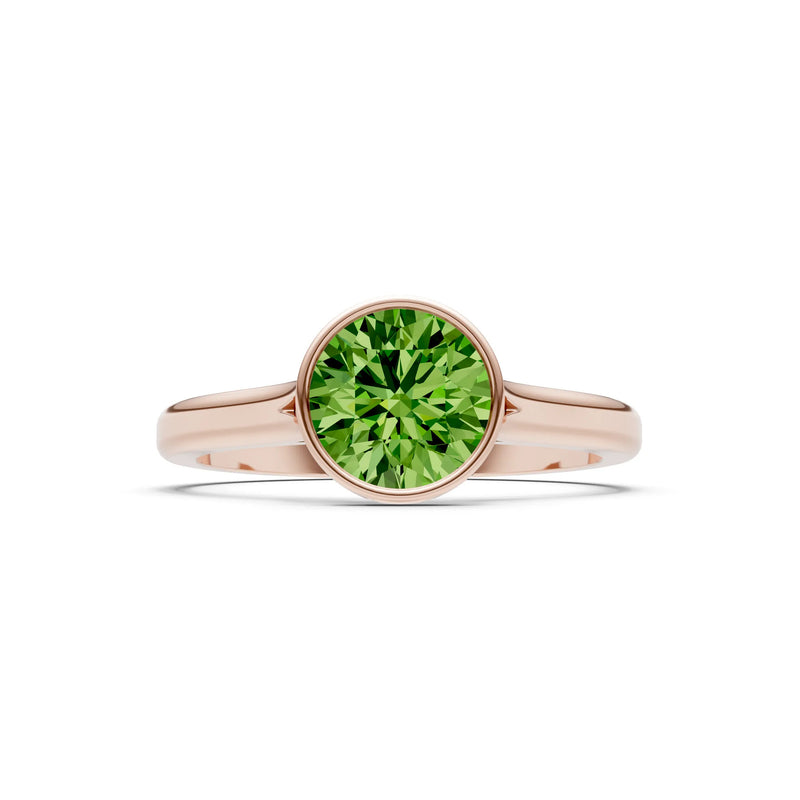 10k Yellow Gold Lab Grown Diamond Round Bezel Set Solitaire Ring