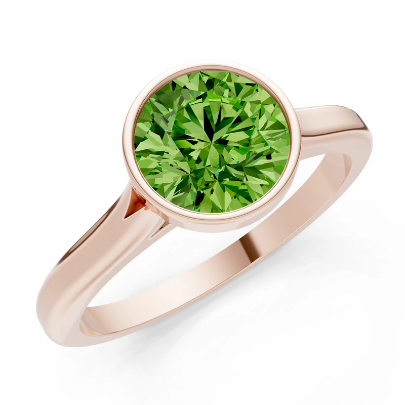 10k Yellow Gold Lab Grown Diamond Round Bezel Set Solitaire Ring