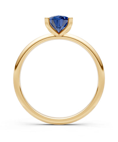 Blue Sapphire 5 Prong Pear Shape Solitaire Engagement Ring