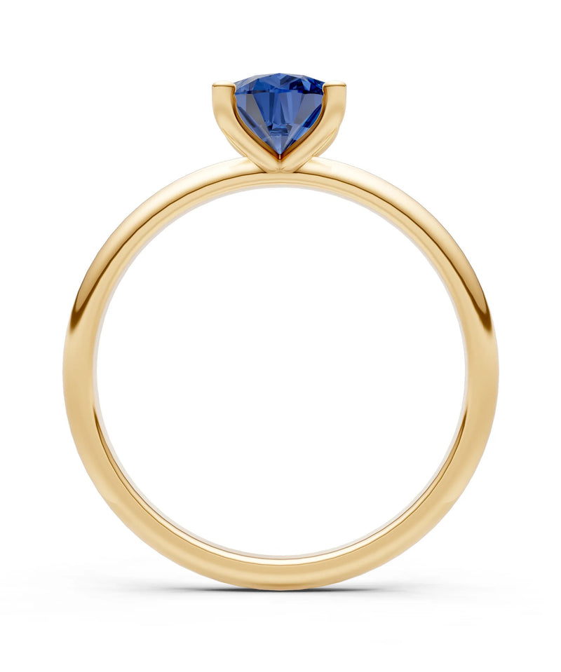 Blue Sapphire 5 Prong Pear Shape Solitaire Engagement Ring