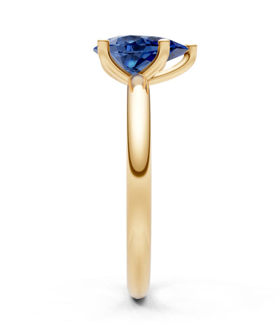 Blue Sapphire 5 Prong Pear Shape Solitaire Engagement Ring