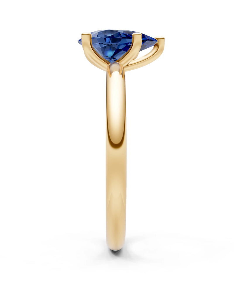 Blue Sapphire 5 Prong Pear Shape Solitaire Engagement Ring