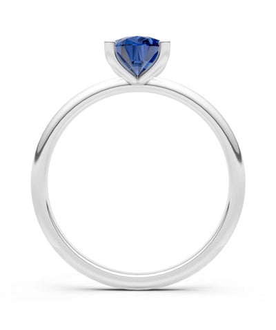 Blue Sapphire 5 Prong Pear Shape Solitaire Engagement Ring