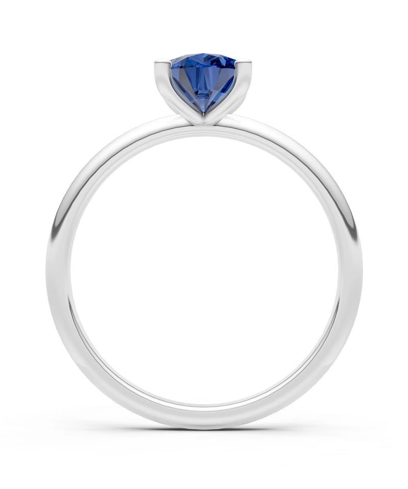Blue Sapphire 5 Prong Pear Shape Solitaire Engagement Ring