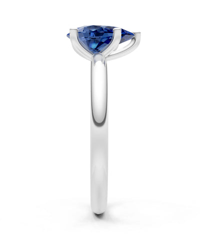 Blue Sapphire 5 Prong Pear Shape Solitaire Engagement Ring
