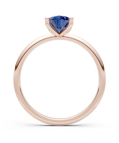 Blue Sapphire 5 Prong Pear Shape Solitaire Engagement Ring