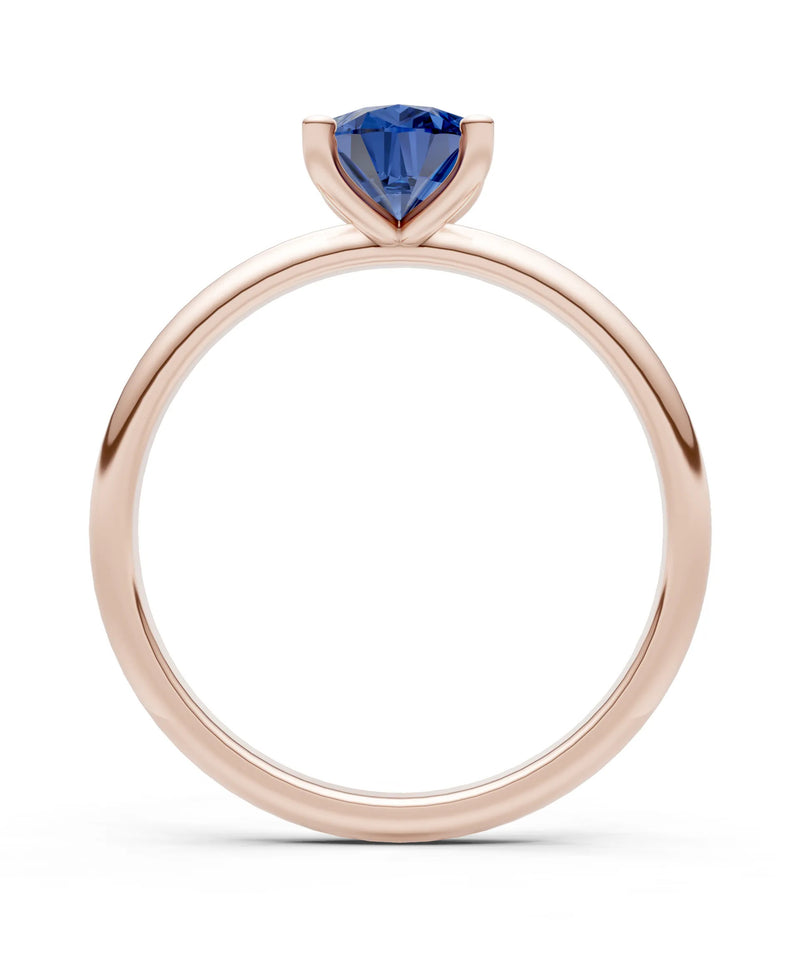 Blue Sapphire 5 Prong Pear Shape Solitaire Engagement Ring