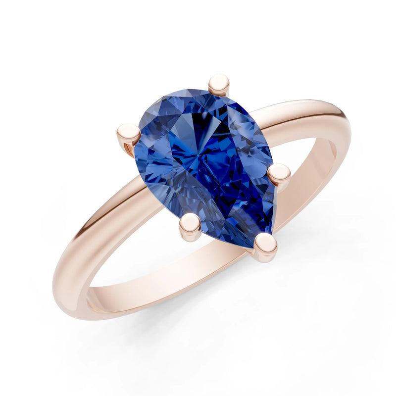 Prong Pear Shape Lab Grown Diamond Solitaire Engagement Gold Ring