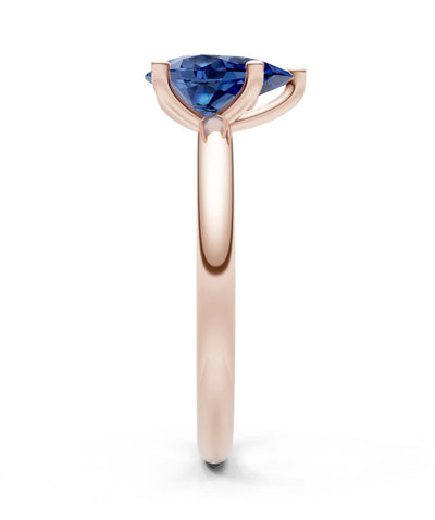 Blue Sapphire 5 Prong Pear Shape Solitaire Engagement Ring
