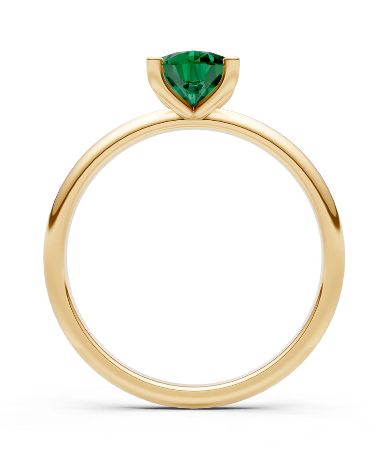 Emerald 5 Prong Pear Shape Solitaire Engagement Ring