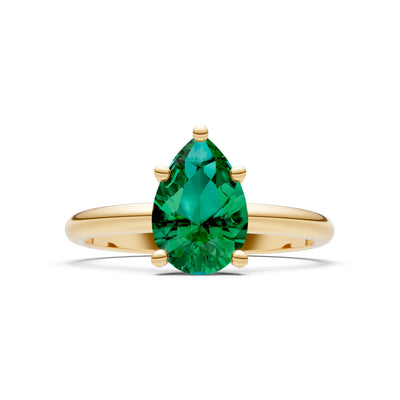 Emerald 5 Prong Pear Shape Solitaire Engagement Ring