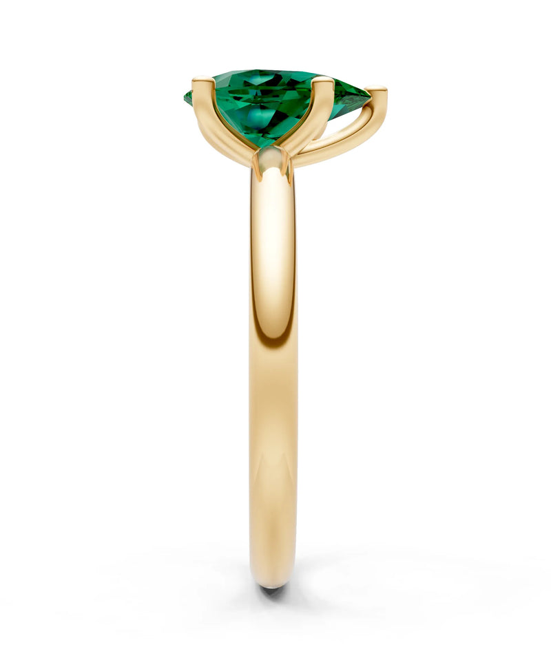 Emerald 5 Prong Pear Shape Solitaire Engagement Ring