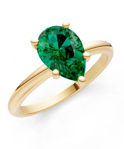 Emerald 5 Prong Pear Shape Solitaire Engagement Ring