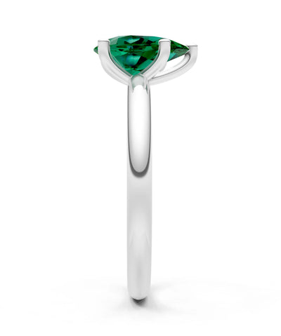 Emerald 5 Prong Pear Shape Solitaire Engagement Ring