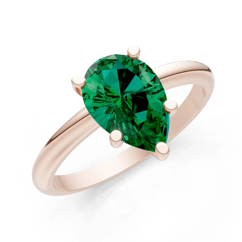 Prong Pear Shape Lab Grown Diamond Solitaire Engagement Gold Ring