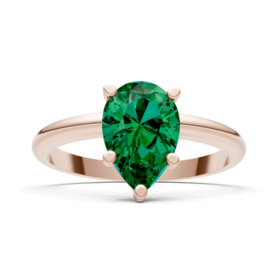 Prong Pear Shape Lab Grown Diamond Solitaire Engagement Gold Ring