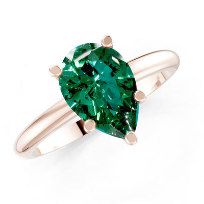 Prong Pear Shape Lab Grown Diamond Solitaire Engagement Gold Ring