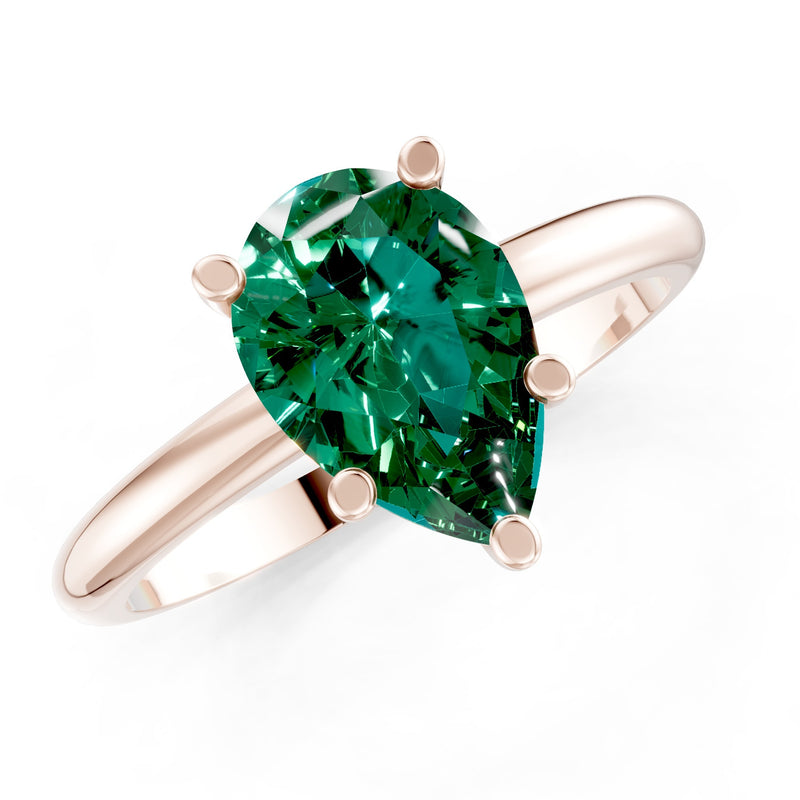 Prong Pear Shape Lab Grown Diamond Solitaire Engagement Gold Ring