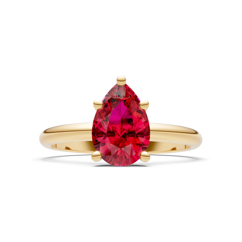 Ruby 5 Prong Pear Shape Solitaire Engagement Ring