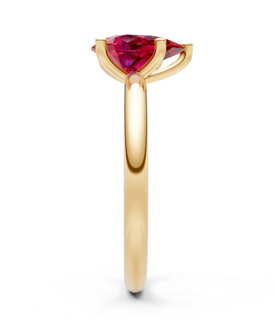 Ruby 5 Prong Pear Shape Solitaire Engagement Ring