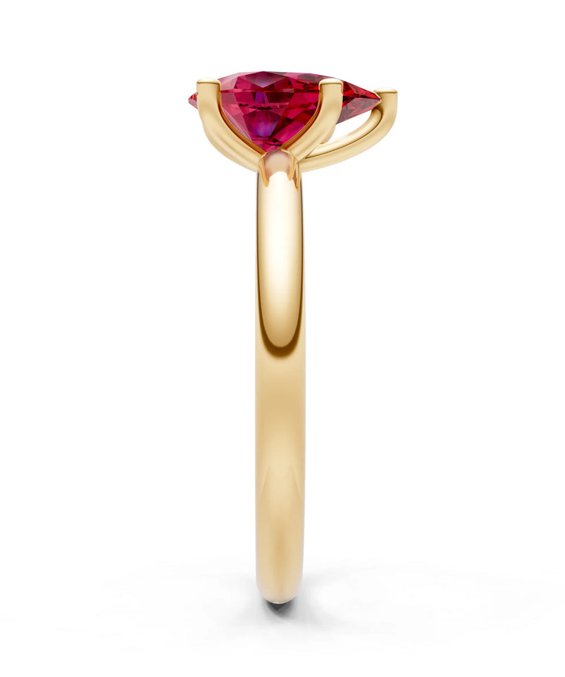 Ruby 5 Prong Pear Shape Solitaire Engagement Ring