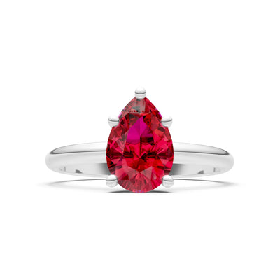 Ruby 5 Prong Pear Shape Solitaire Engagement Ring